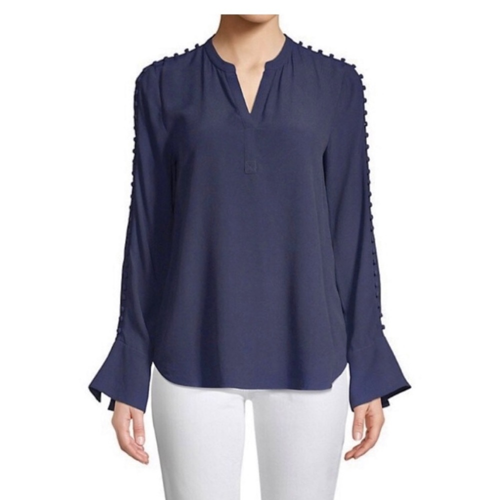 Joie Midnight Blue Blouse with Button Accents